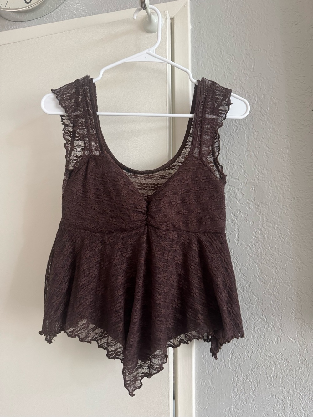 Women’s Lace Peplum Tank Top - Brown